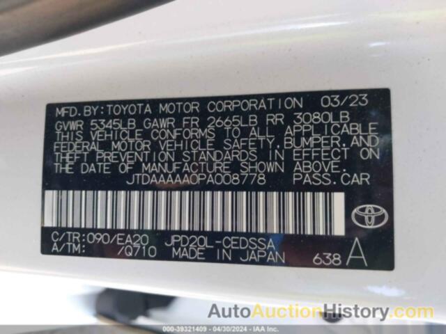 TOYOTA MIRAI XLE, JTDAAAAA0PA008778