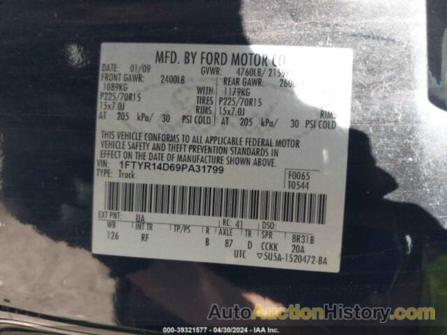 FORD RANGER XL/XLT, 1FTYR14D69PA31799