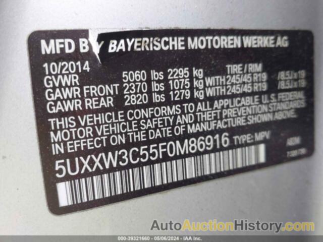 BMW X4 XDRIVE28I, 5UXXW3C55F0M86916