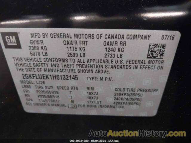 GMC TERRAIN SLT, 2GKFLUEK1H6132145