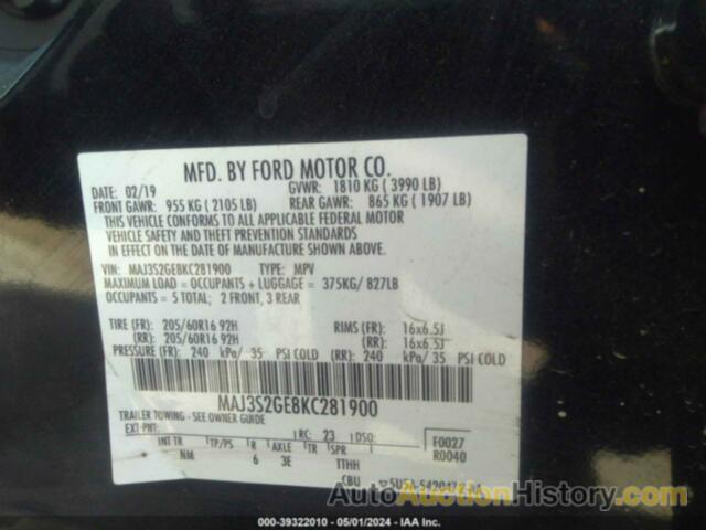 FORD ECOSPORT SE, MAJ3S2GE8KC281900