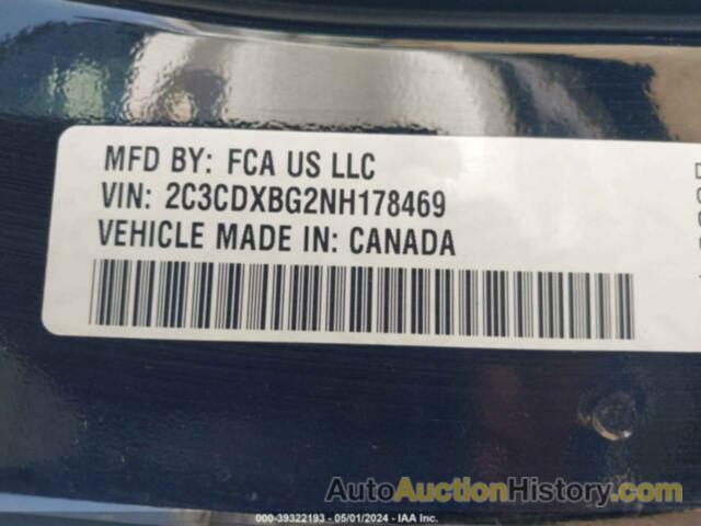 DODGE CHARGER SXT RWD, 2C3CDXBG2NH178469