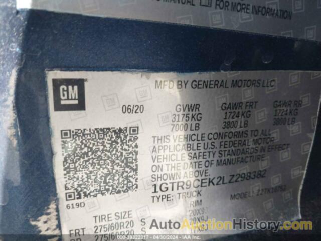 GMC SIERRA 1500 4WD  STANDARD BOX ELEVATION, 1GTR9CEK2LZ298382