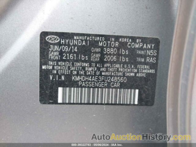 HYUNDAI ELANTRA SE/SPORT/LIMITED, KMHDH4AE3FU248560