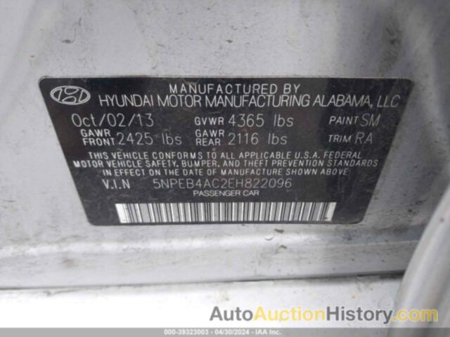 HYUNDAI SONATA GLS, 5NPEB4AC2EH822096