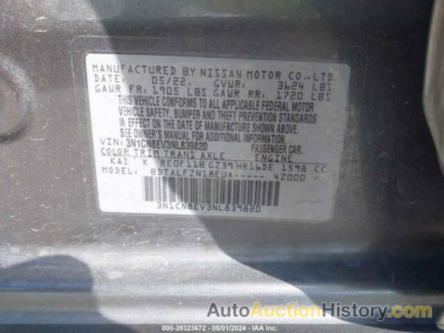 NISSAN VERSA SV, 3N1CN8EV3NL839820