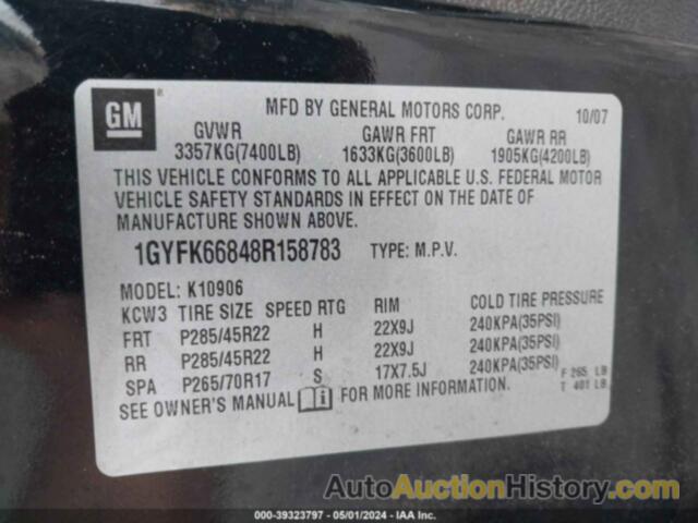 CADILLAC ESCALADE ESV STANDARD, 1GYFK66848R158783