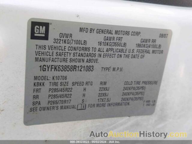 CADILLAC ESCALADE STANDARD, 1GYFK63858R121083