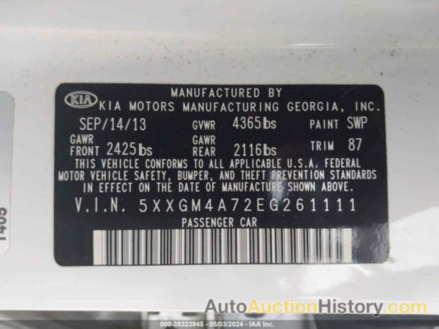 KIA OPTIMA LX, 5XXGM4A72EG261111