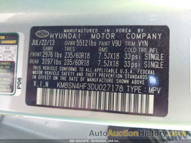 HYUNDAI SANTA FE GLS, KM8SN4HF3DU027178