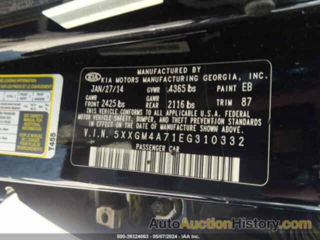 KIA OPTIMA LX, 5XXGM4A71EG310332