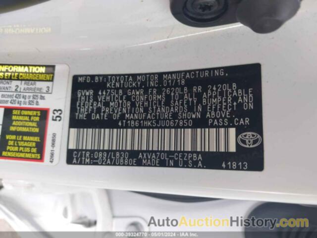 TOYOTA CAMRY XSE, 4T1B61HK5JU067850