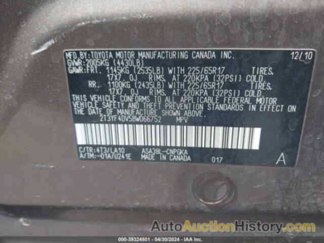 TOYOTA RAV4 LIMITED, 2T3YF4DV5BW066752