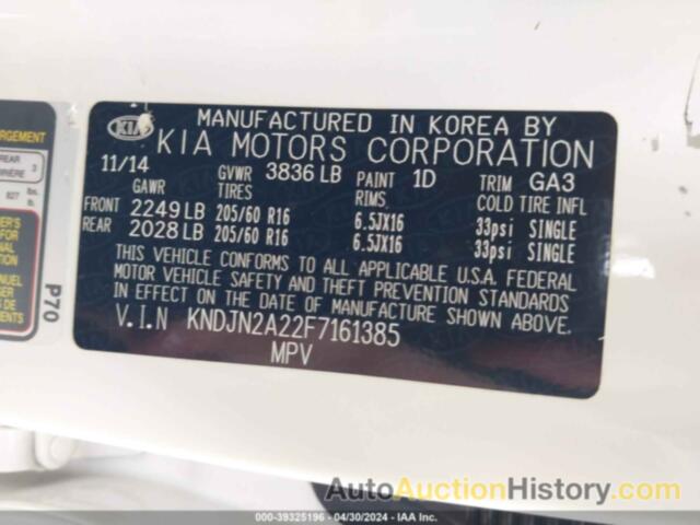 KIA SOUL, KNDJN2A22F7161385