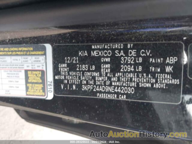 KIA FORTE FE/LXS, 3KPF24AD9NE442030