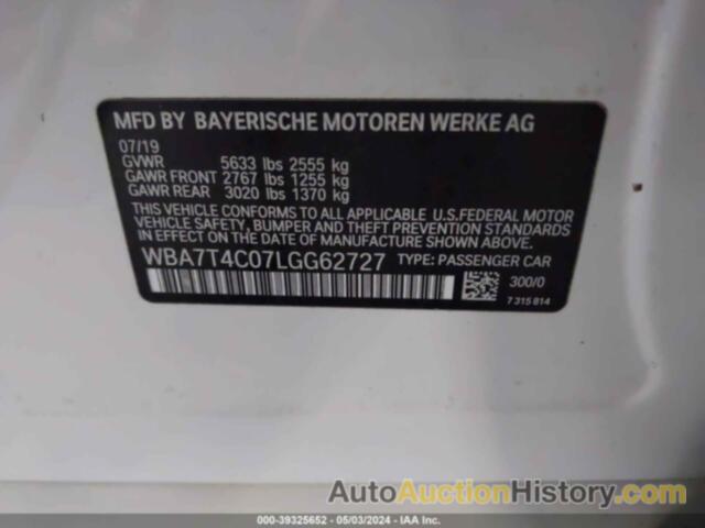 BMW 740I XDRIVE, WBA7T4C07LGG62727