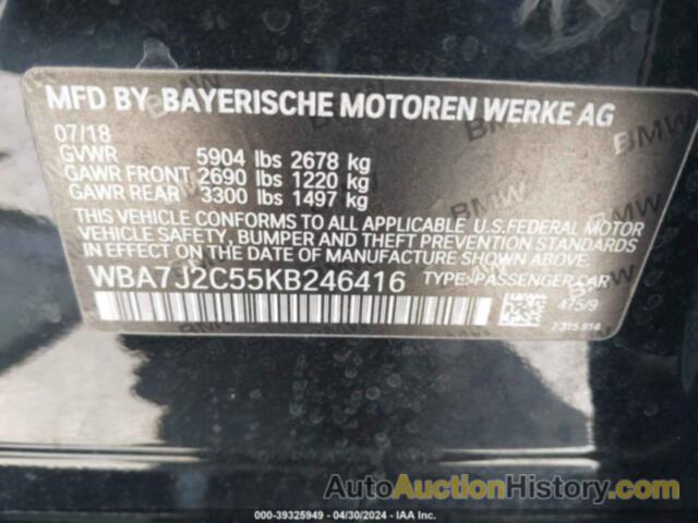 BMW 740E XDRIVE IPERFORMANCE, WBA7J2C55KB246416