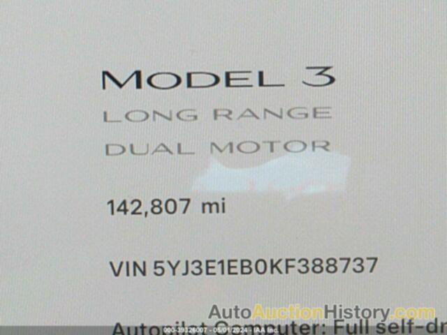 TESLA MODEL 3 LONG RANGE/PERFORMANCE, 5YJ3E1EB0KF388737