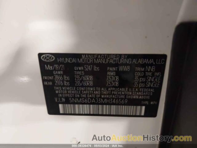 HYUNDAI SANTA FE SEL, 5NMS6DAJ3MH346569