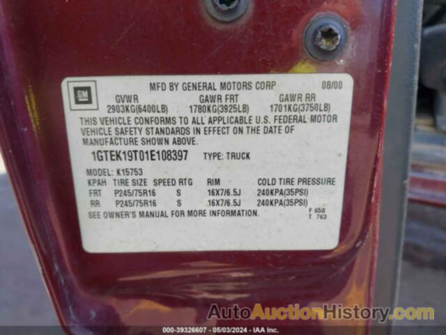 GMC NEW SIERRA K1500, 1GTEK19T01E108397