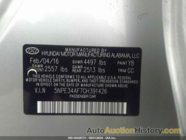 HYUNDAI SONATA SPORT/LIMITED, 5NPE34AF7GH391426