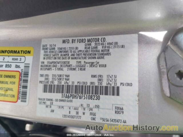 FORD FUSION SE, 1FA6P0H76F5108230