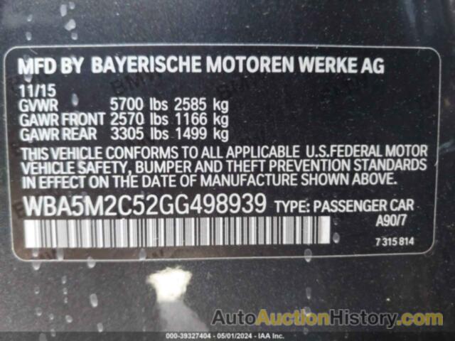 BMW 535I GRAN TURISMO, WBA5M2C52GG498939