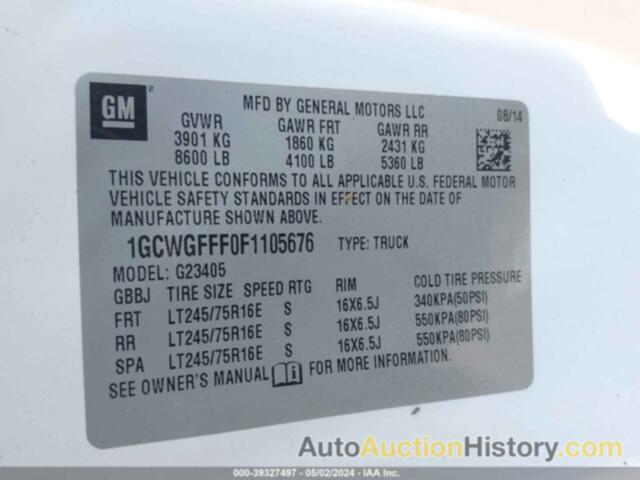 CHEVROLET EXPRESS G2500, 1GCWGFFF0F1105676