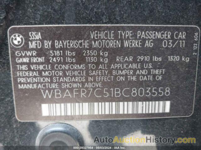 BMW 535I, WBAFR7C51BC803558