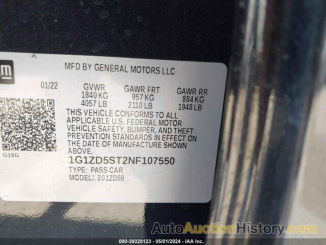 CHEVROLET MALIBU FWD LT, 1G1ZD5ST2NF107550