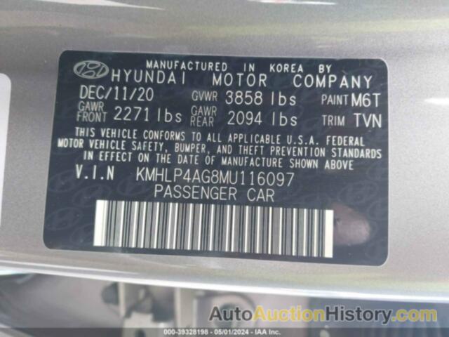 HYUNDAI ELANTRA LIMITED, KMHLP4AG8MU116097