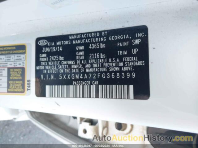 KIA OPTIMA LX, 5XXGM4A72FG368399