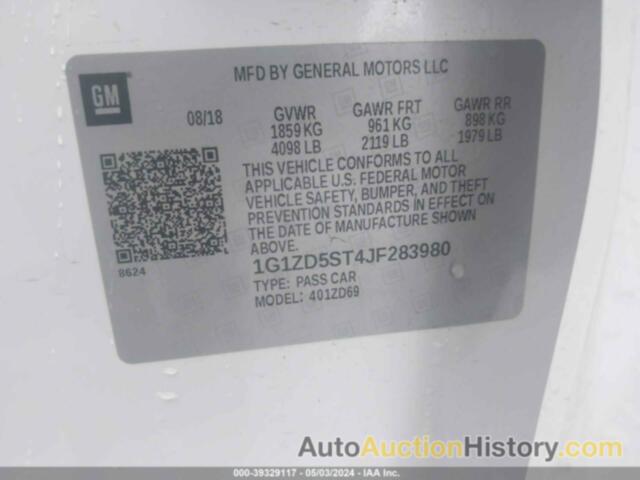 CHEVROLET MALIBU LT, 1G1ZD5ST4JF283980