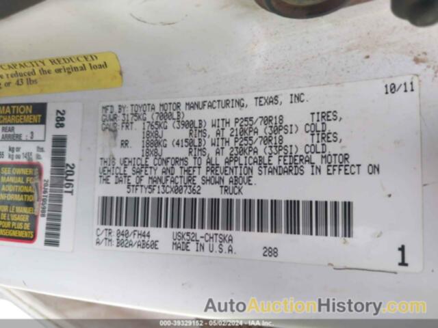 TOYOTA TUNDRA GRADE 5.7L V8, 5TFTY5F13CX007362