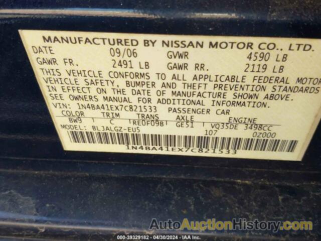 NISSAN MAXIMA 3.5 SL, 1N4BA41EX7C821533