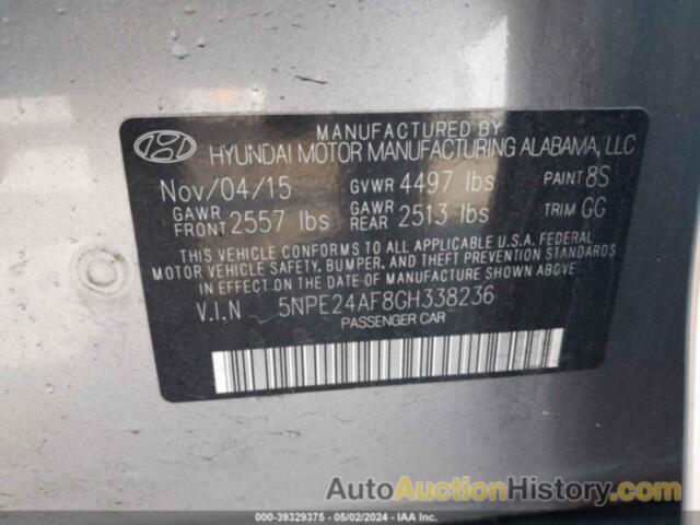 HYUNDAI SONATA SE, 5NPE24AF8GH338236