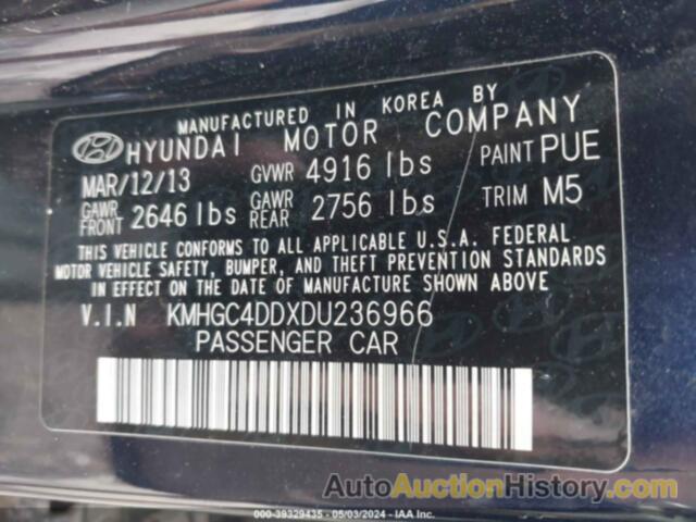 HYUNDAI GENESIS 3.8, KMHGC4DDXDU236966