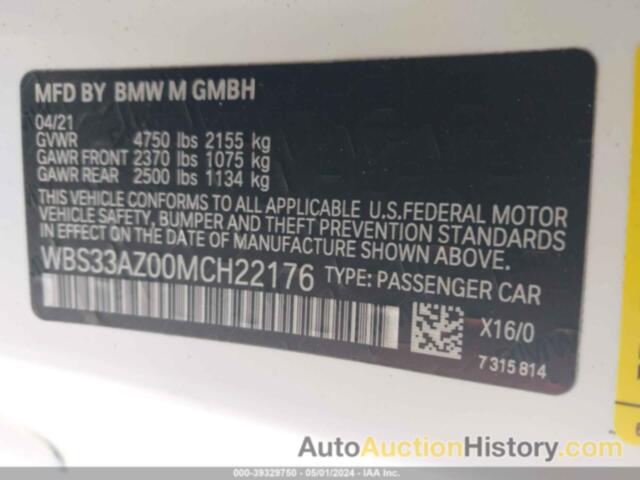 BMW M4 COMPETITION, WBS33AZ00MCH22176