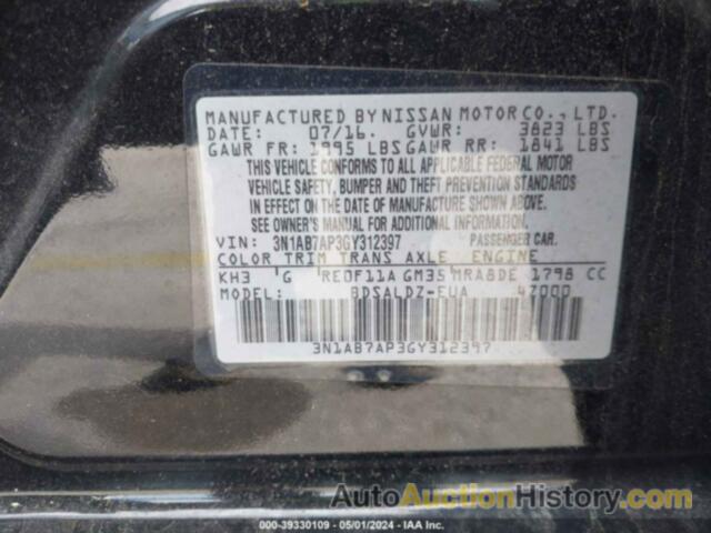 NISSAN SENTRA SV, 3N1AB7AP3GY312397