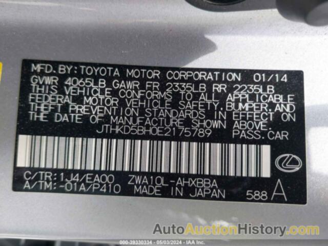 LEXUS CT 200H, JTHKD5BH0E2175789