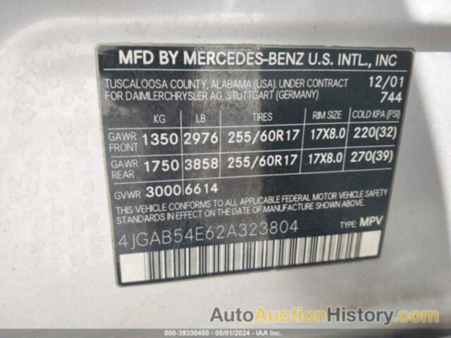 MERCEDES-BENZ ML 320, 4JGAB54E62A323804