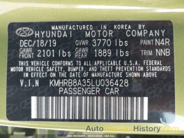 HYUNDAI VENUE SE, KMHRB8A35LU036428