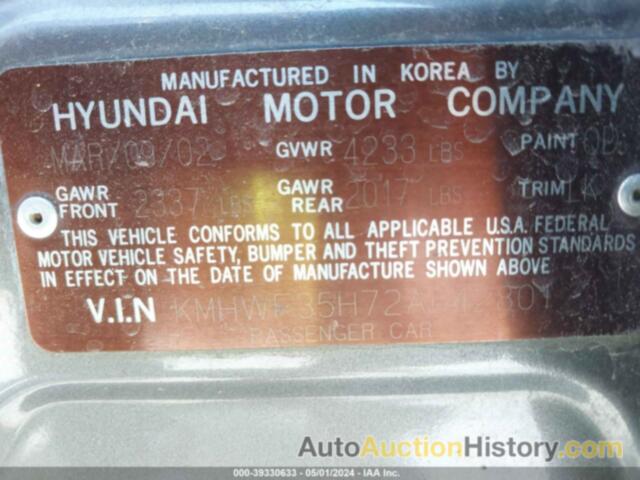 HYUNDAI SONATA GLS/LX, KMHWF35H72A642801