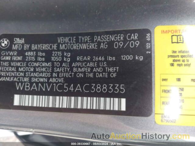 BMW 528I XDRIVE, WBANV1C54AC388335