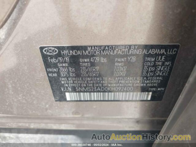 HYUNDAI SANTA FE SE, 5NMS23AD0KH092400