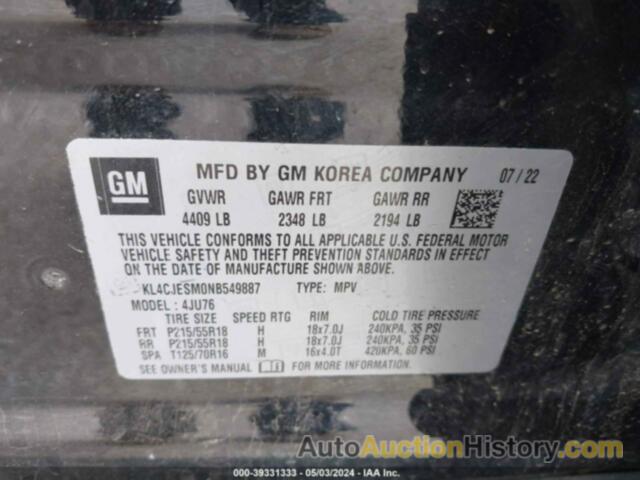 BUICK ENCORE AWD PREFERRED, KL4CJESM0NB549887