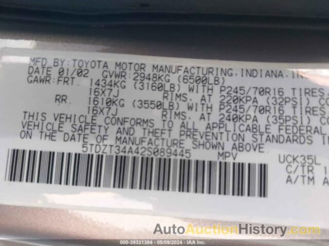 TOYOTA SEQUOIA SR5 V8, 5TDZT34A42S089445