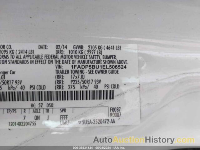 FORD C-MAX HYBRID SEL, 1FADP5BU1EL506524