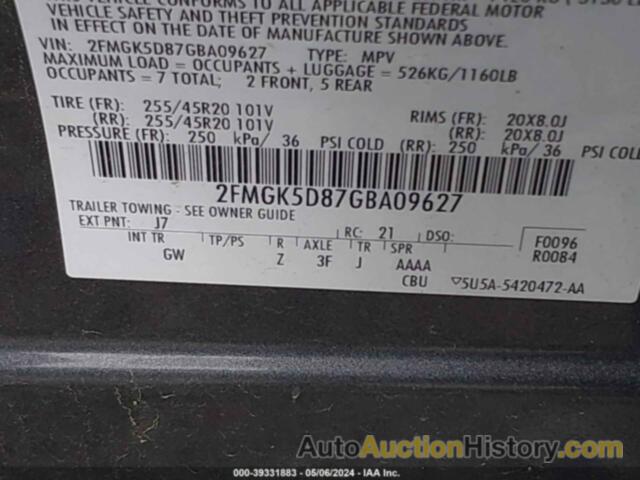 FORD FLEX LIMITED, 2FMGK5D87GBA09627