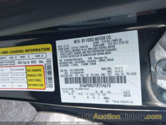 FORD FUSION TITANIUM HEV, 3FA6P0RU7ER254670